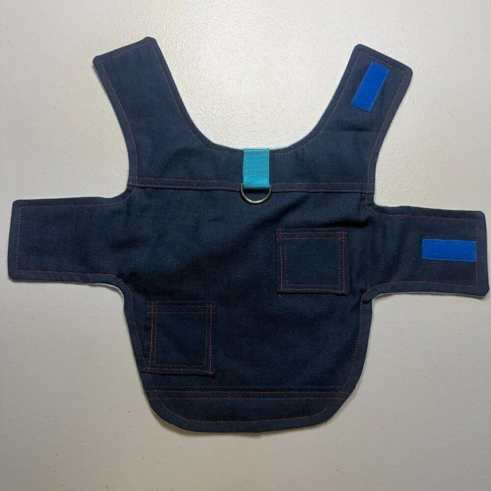 Denim Dog Vest Jacket w/ Pockets & D-Ring | Stylish Durable Pet Clothing XS